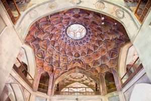 beautiful decorated dome of hasht behesht palace esfahan iran